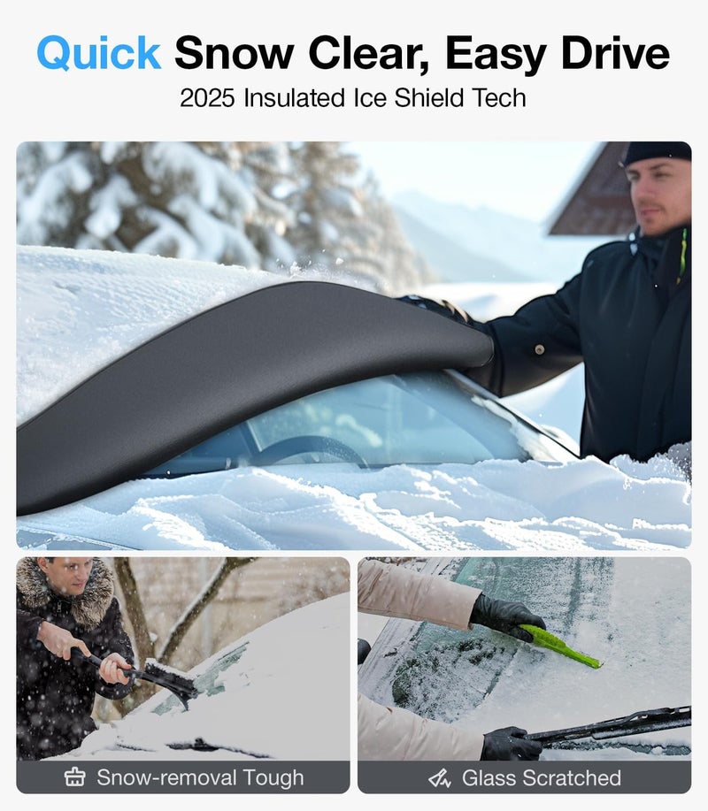 Wigoo 2025 Upgrade All-Season Car Windshield Cover - 600D Heavy-Duty Magnetic Cover for Snow/Sun/Dust/Rain, Fits Large SUVs & Trucks, Year-Round Car Shield Outdoor Accessories - Large - Image 2